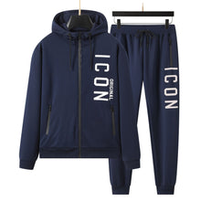 Pack of 7 Men's Side ICON Print Tracksuit set with Zipped Pockets, Ribbed Cuff Sweatshirts and Cotton Blend Joggers, Gift for Him