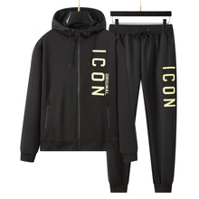 Pack of 7 Men's Side ICON Print Tracksuit set with Zipped Pockets, Ribbed Cuff Sweatshirts and Cotton Blend Joggers, Gift for Him