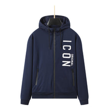 Men's Side ICON Print Tracksuit set with Zipped Pockets, Fleece Ribbed Cuff Sweatshirts and Cotton Blend Joggers, Gift for Him