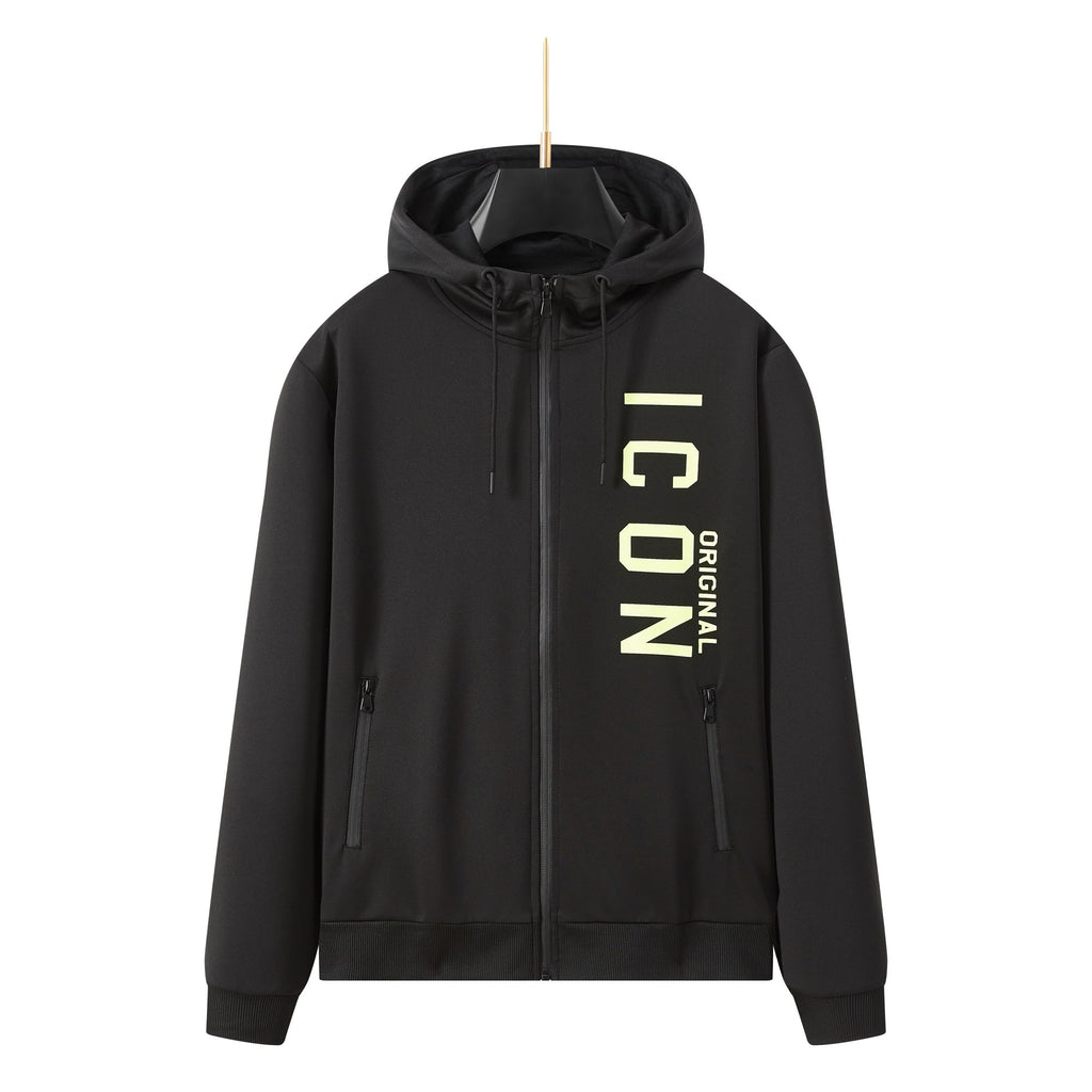 Men's Side ICON Print Tracksuit set with Zipped Pockets, Fleece Ribbed Cuff Sweatshirts and Cotton Blend Joggers, Gift for Him