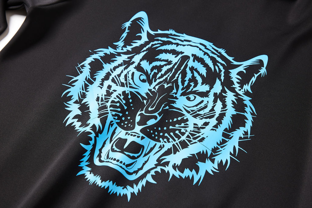 Men's Tiger print design hoodie tracksuit set, Scuba Polyester Tracksuit, Ribbed Cuff Sweatshirts and Blend Joggers, for Him