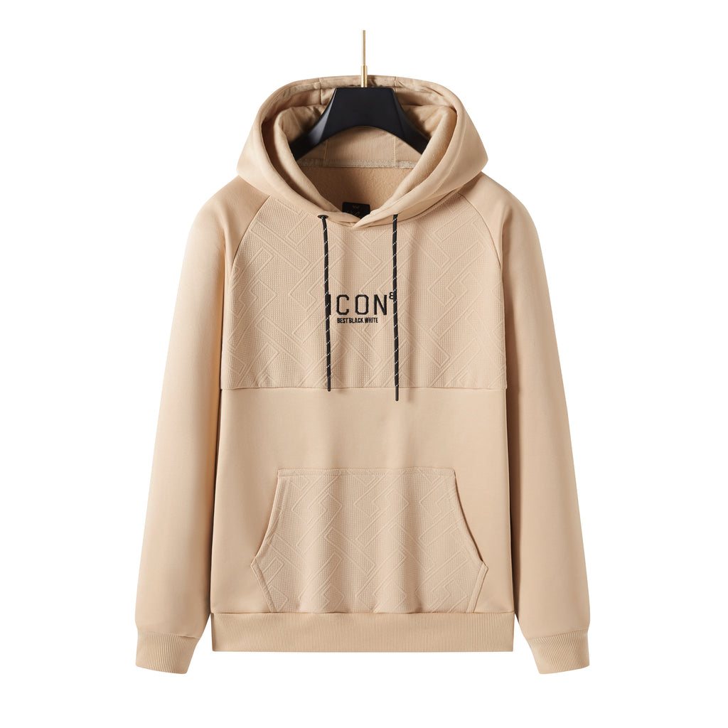 Men's Pullover 3D ICON8 Embroidered Hoodie with Premium Texture Long Sleeve Sweatshirt Drawstring Hoodies, Gift for Him