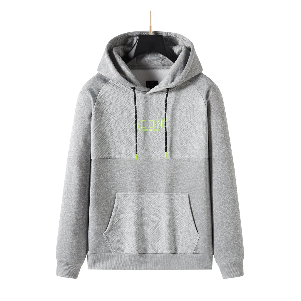 Men's Pullover 3D ICON8 Embroidered Hoodie with Premium Texture Long Sleeve Sweatshirt Drawstring Hoodies, Gift for Him