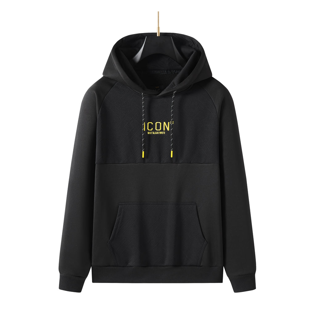 Men's Pullover 3D ICON8 Embroidered Hoodie with Premium Texture Long Sleeve Sweatshirt Drawstring Hoodies, Gift for Him