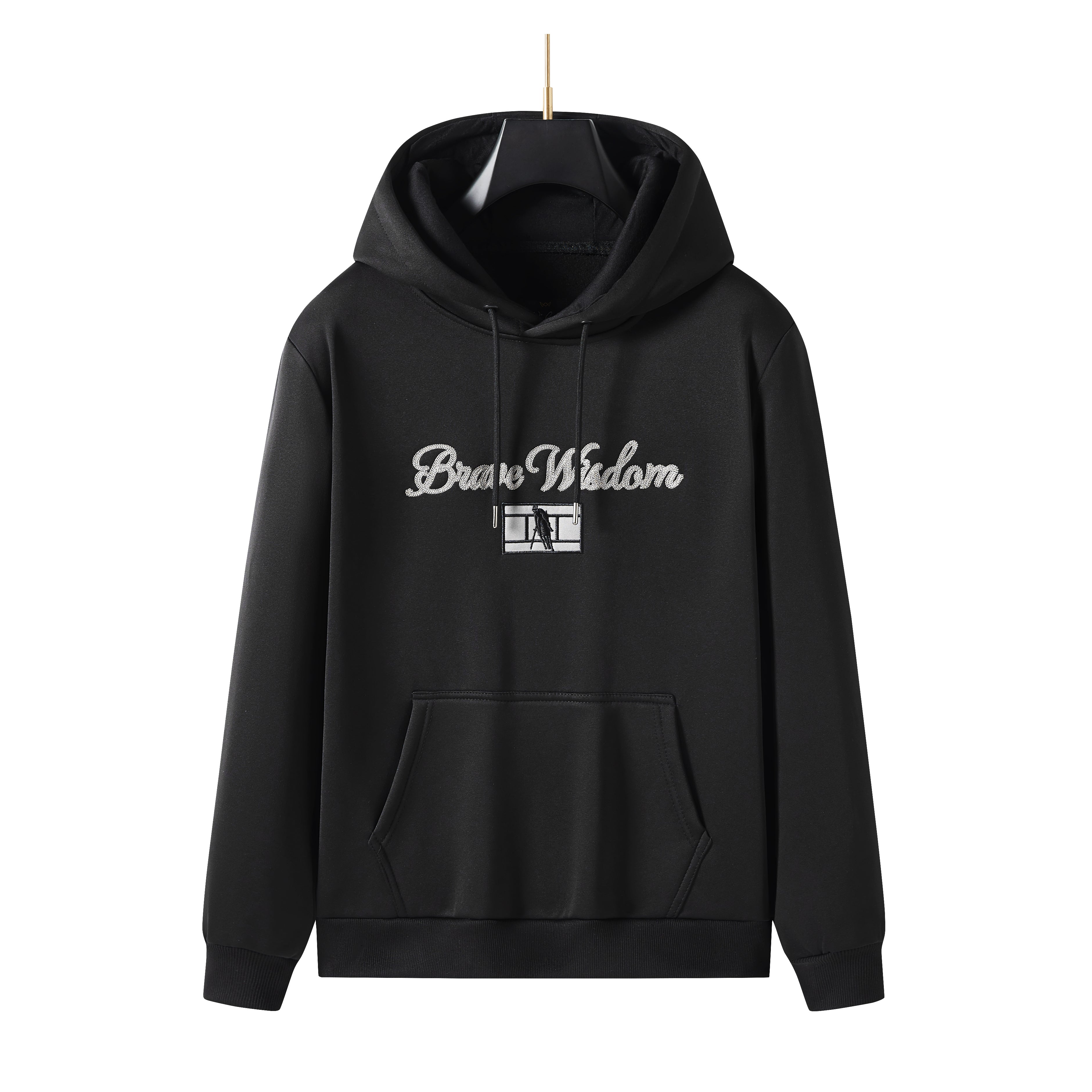 Men's Pullover Brave Wisdom Embroidered Hoodie with Long Sleeve Sweatshirt Drawstring Hoodies, Perfect Gift for Him
