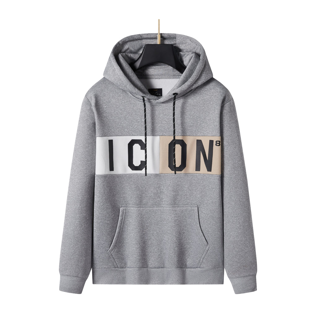 Men's Pullover ICON Printed Hoodie with Premium Texture Long Sleeve Sweatshirt Drawstring Hoodies, Perfect Gift for Him