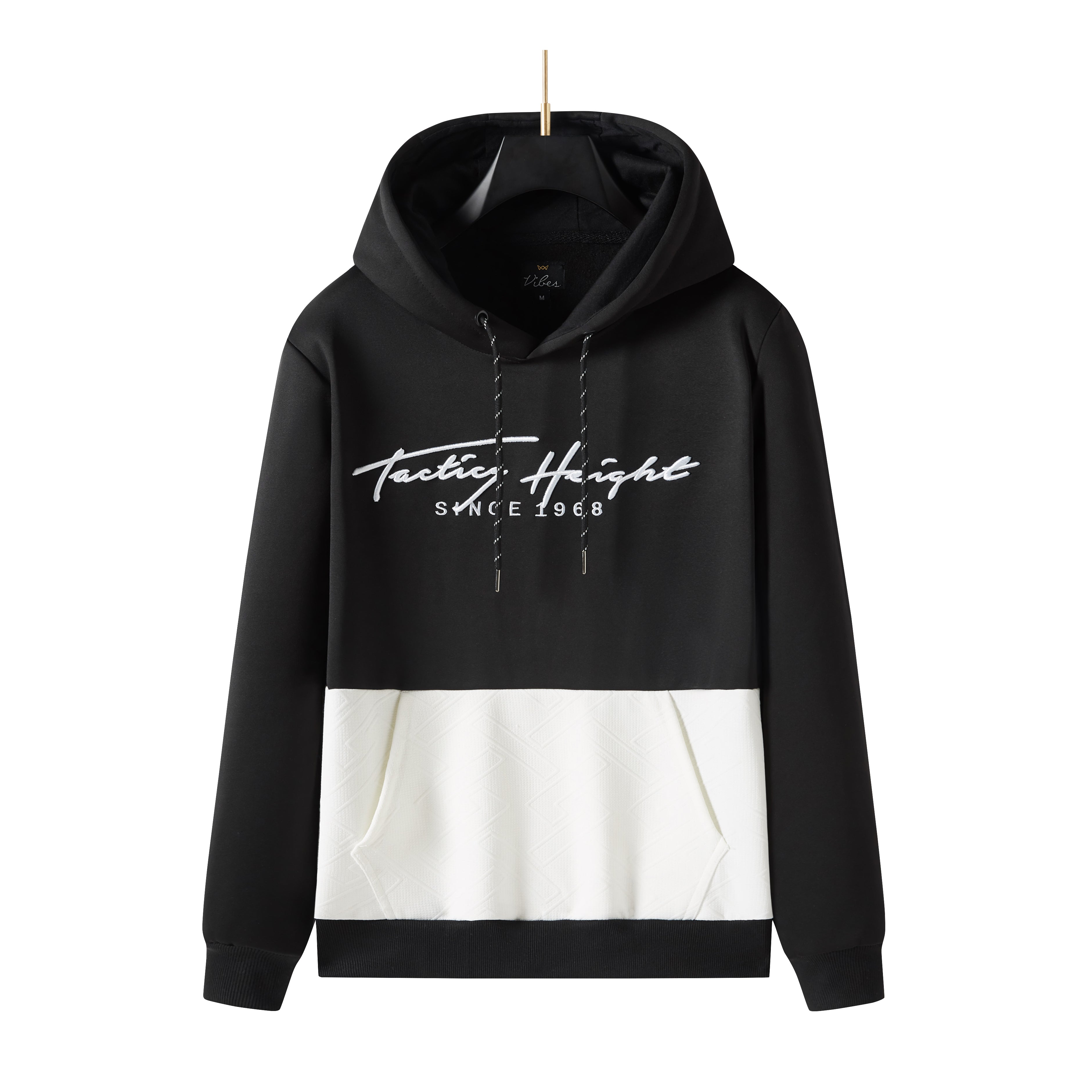 Men's Pullover 3D Testing Height Embroidered Hoodie with black or white  Texture, Long Sleeve Sweatshirt Drawstring Hoodies, Perfect Gift for Him