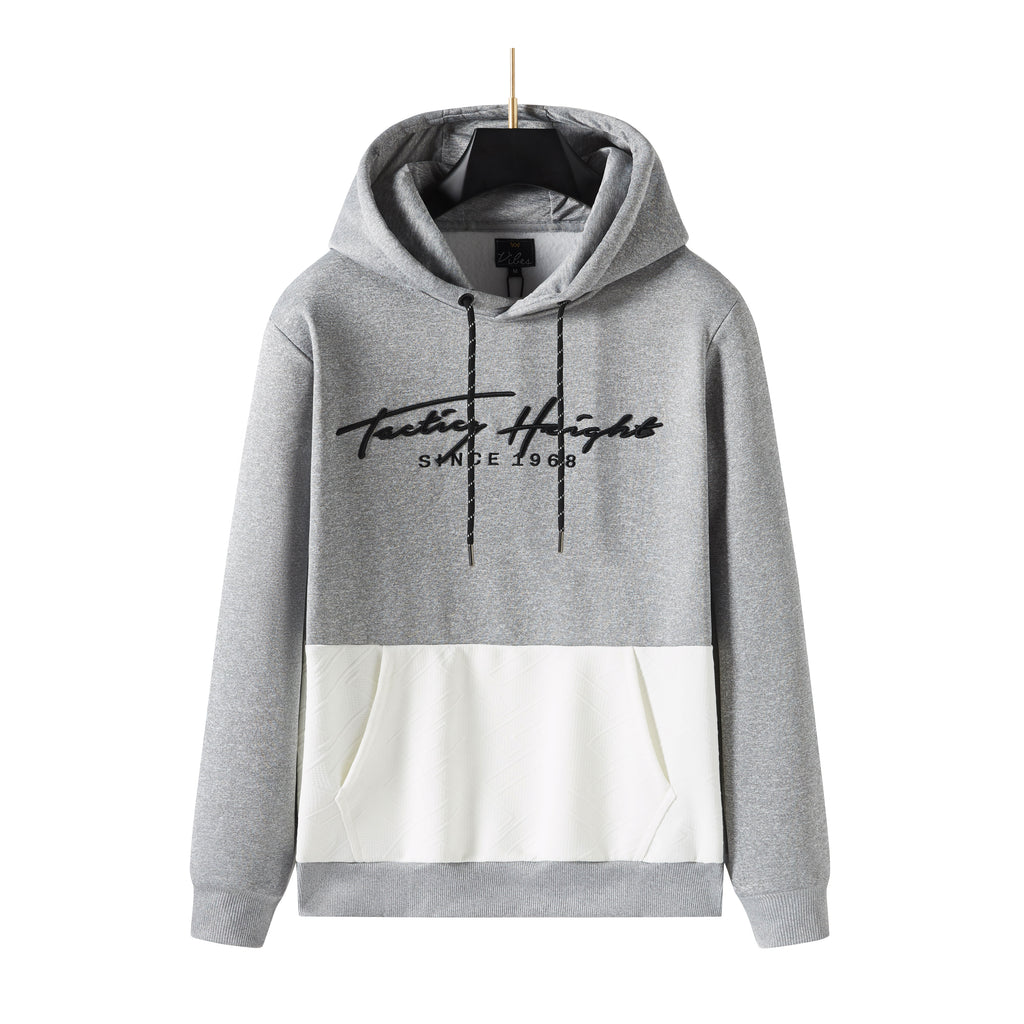 Men's Pullover 3D Testing Height Embroidered Hoodie with black or white  Texture, Long Sleeve Sweatshirt Drawstring Hoodies, Perfect Gift for Him