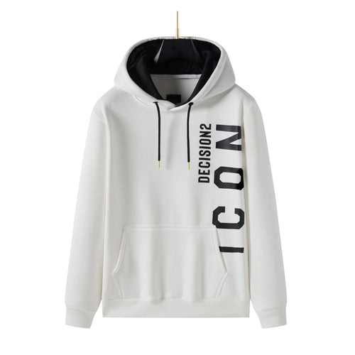 Men's Pullover Side ICON8 Printed Hoodie with Long Sleeve Sweatshirt Drawstring Hoodies, Perfect Gift for Him