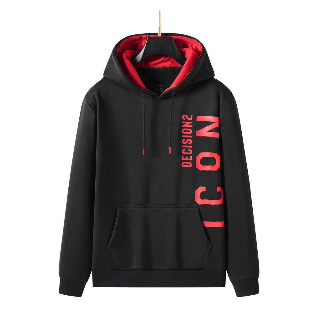 Men's Pullover Side ICON8 Printed Hoodie with Long Sleeve Sweatshirt Drawstring Hoodies, Perfect Gift for Him