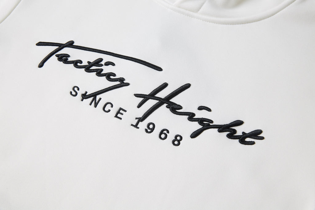 Men's Pullover 3D Testing Height Embroidered Hoodie with black or white  Texture, Long Sleeve Sweatshirt Drawstring Hoodies, Perfect Gift for Him