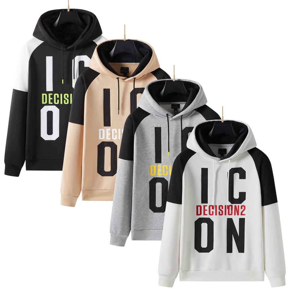 Men's Pullover Unique ICON8 Decision2 Printed Hoodie with Long Sleeve Sweatshirt Drawstring Hoodies, Perfect Gift for Him