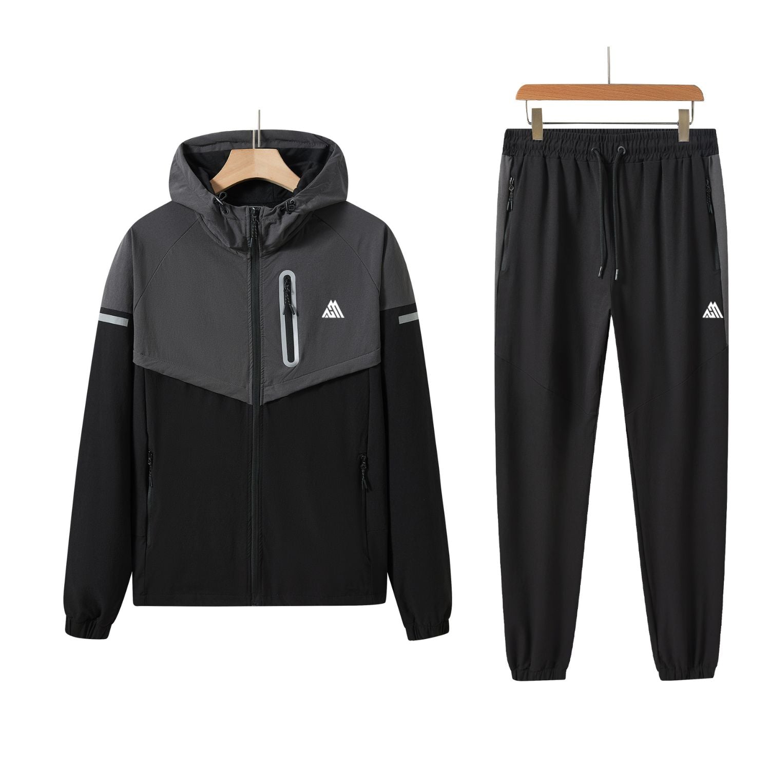 Pack of 8 Men's Tracksuit Set Hooded Sweatsuit Men's Tops with Full Zip & Joggers 007