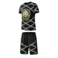 Men's Shorts Set Lion Print Cotton T Shirt + Polyester Shorts Set Tracksuit Summer Design 09