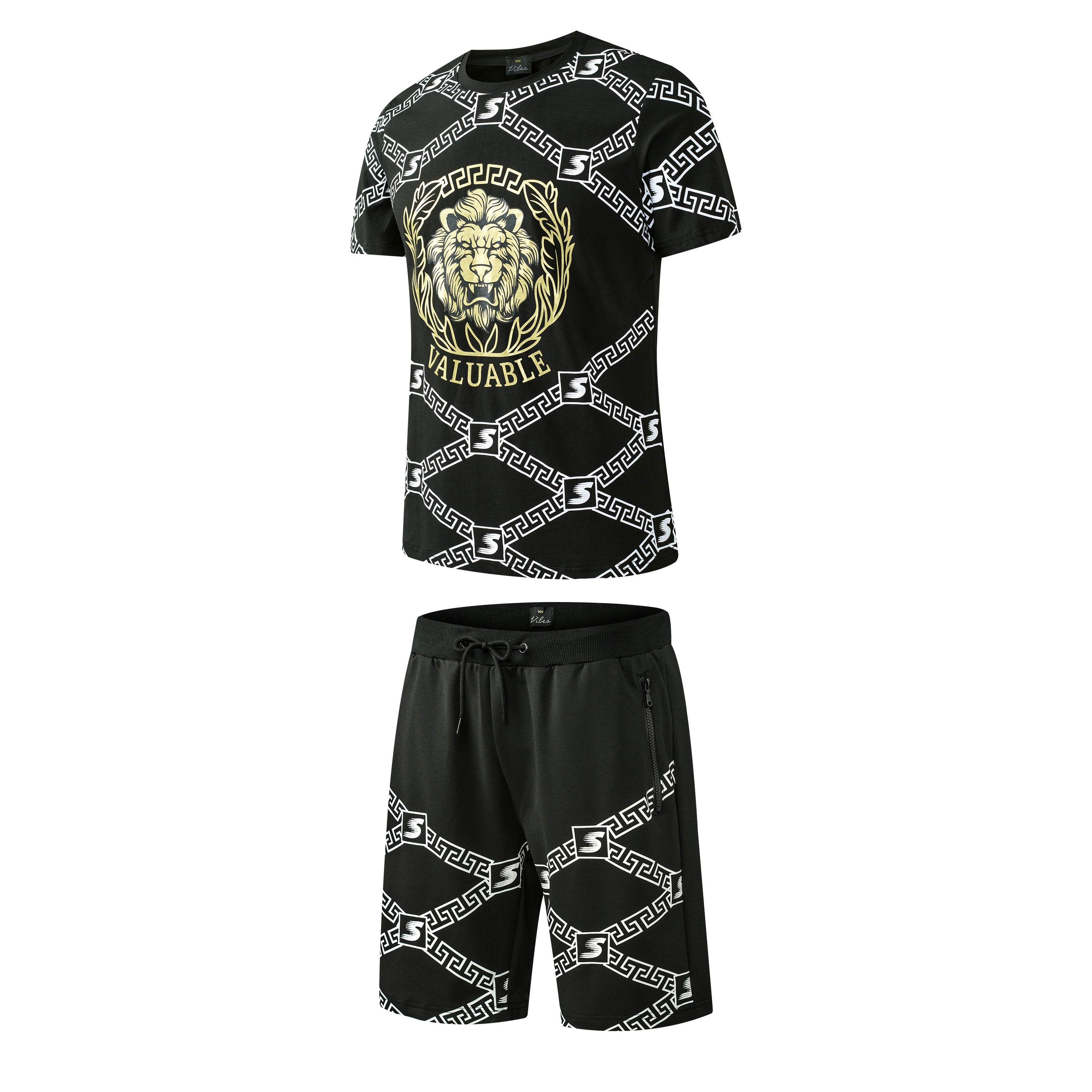 Men's Shorts Set Lion Print Cotton T Shirt + Polyester Shorts Set Tracksuit Summer Design 09