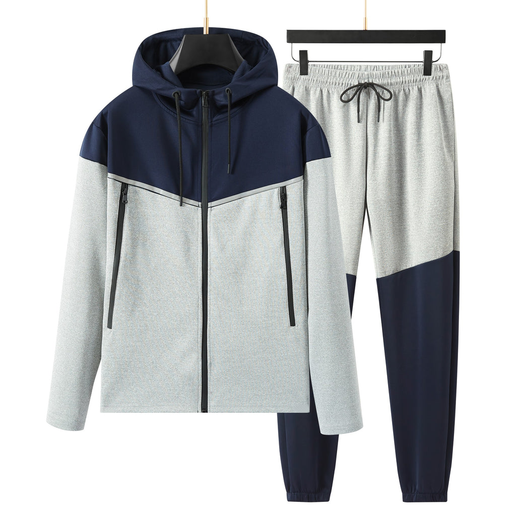 Men's Double Contrast design tracksuit set with Zipped Pocket, Scuba Polyester Tracksuit, Ribbed Cuff Sweatshirts and Blend Joggers, Gift for Him