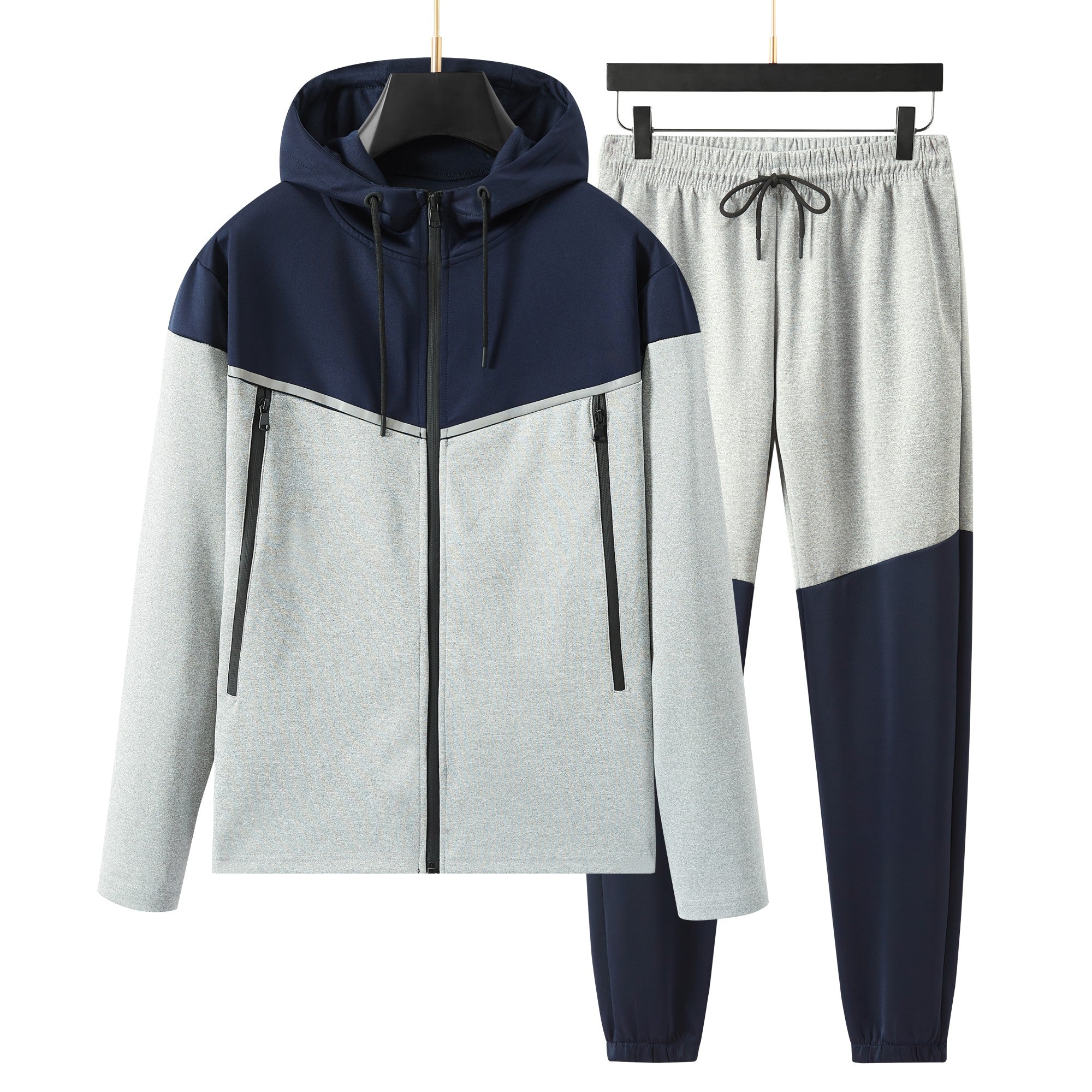 Men's Double Contrast design tracksuit set with Zipped Pocket, Scuba Polyester Tracksuit, Ribbed Cuff Sweatshirts and Blend Joggers, Gift for Him