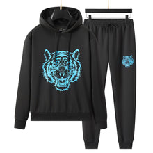 Men's Tiger print design hoodie tracksuit set, Scuba Polyester Tracksuit, Ribbed Cuff Sweatshirts and Blend Joggers, for Him