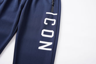 Men's Side ICON Print Tracksuit set with Zipped Pockets, Fleece Ribbed Cuff Sweatshirts and Cotton Blend Joggers, Gift for Him