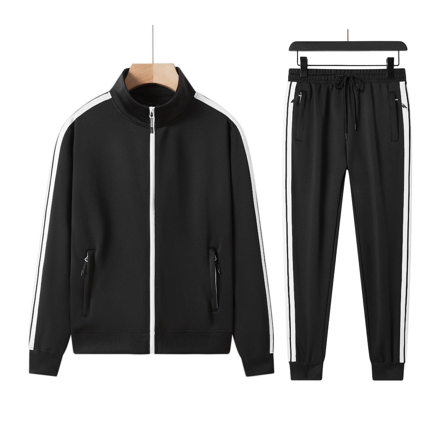 Men's Designer Checkered Tracksuit Set - Matching Jogger Pants & Zip Jacket (2-Piece)