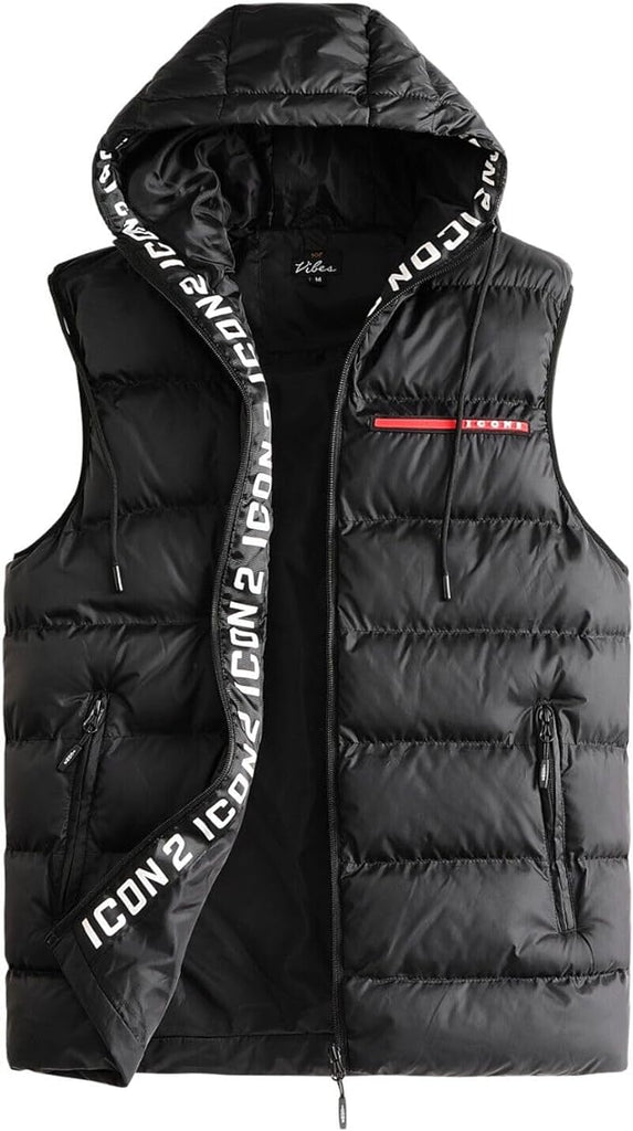 Pack of Mens Gilets Casual Outdoor Quilted Body Warmer Hooded Military Padded Jacket for Men Gilet Lined Bodywarmer with Zipper Winter Sleeveless