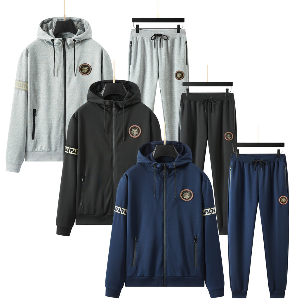 Men's Tracksuit Set with Zipped Pocket, Scuba Polyester Tracksuit, Ribbed Cuff Sweatshirts and Blend Joggers, Gift for Him