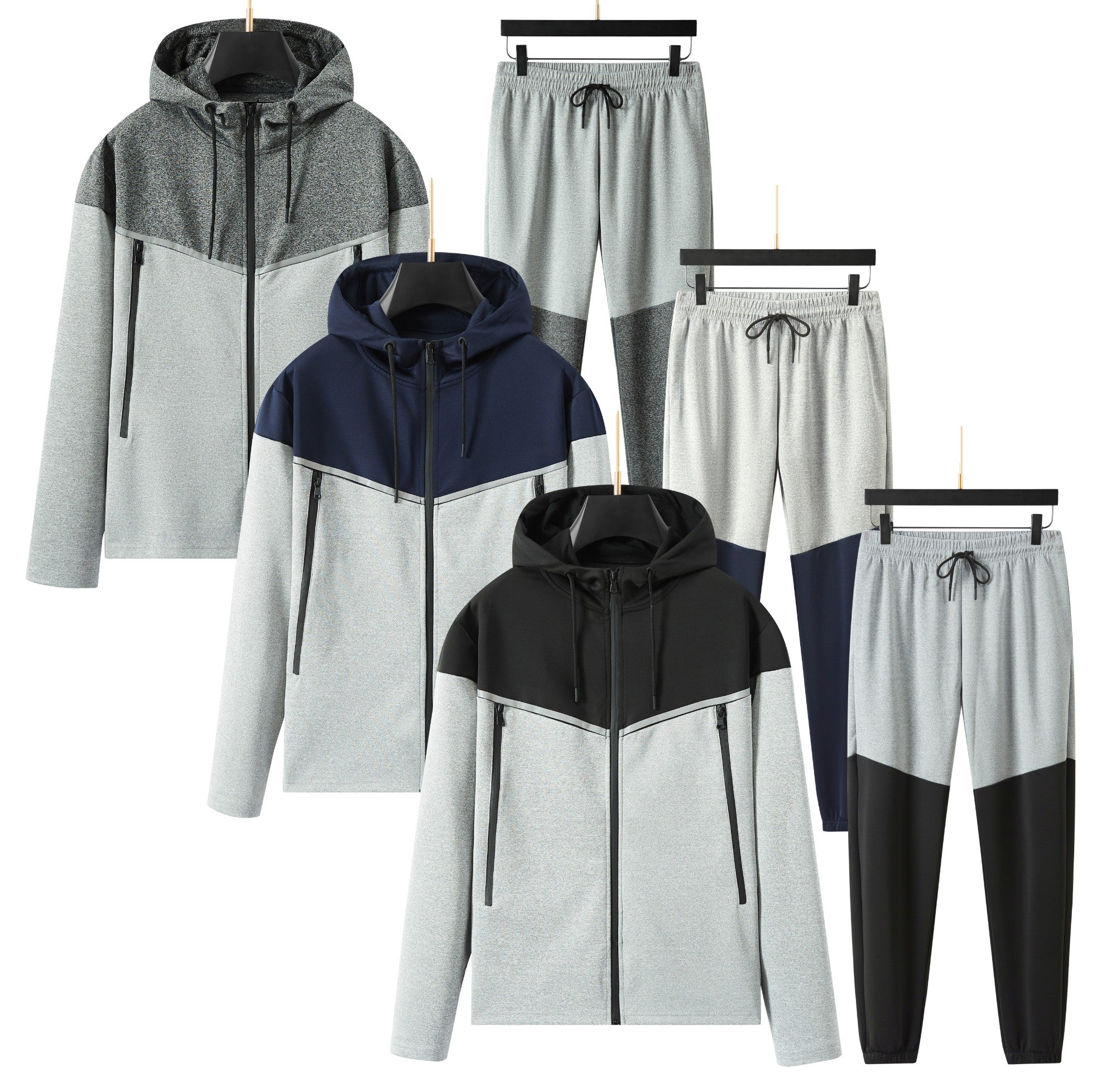 Men's Double Contrast design tracksuit set with Zipped Pocket, Scuba Polyester Tracksuit, Ribbed Cuff Sweatshirts and Blend Joggers, Gift for Him