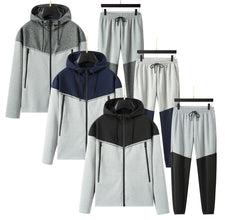 Men's Double Contrast design tracksuit set with Zipped Pocket, Scuba Polyester Tracksuit, Ribbed Cuff Sweatshirts and Blend Joggers, Gift for Him