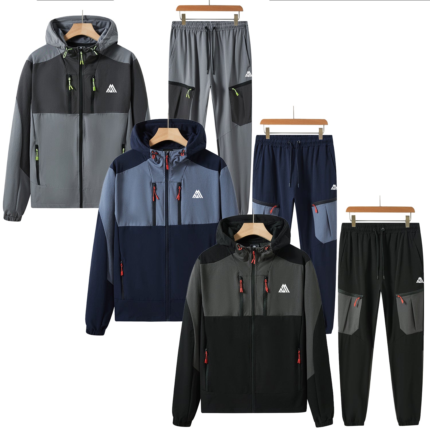 Pack of 8 Mens Tracksuit Hooded Sweatsuit Jogging Men's Tops with Full Zip