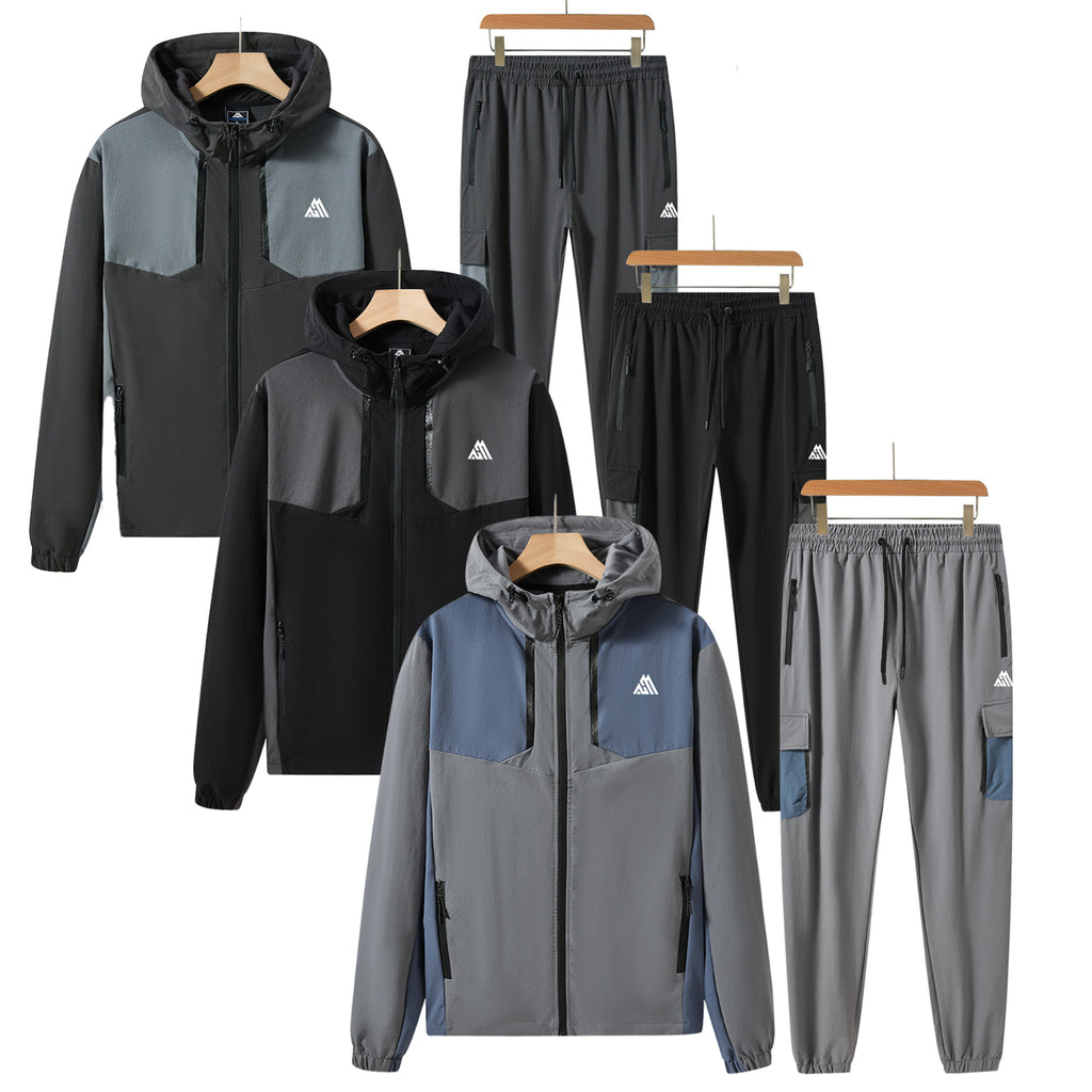 Pack of 8 Men's Tracksuit Set Hooded Sweatsuit Men's Tops with Full Zip & Joggers 003