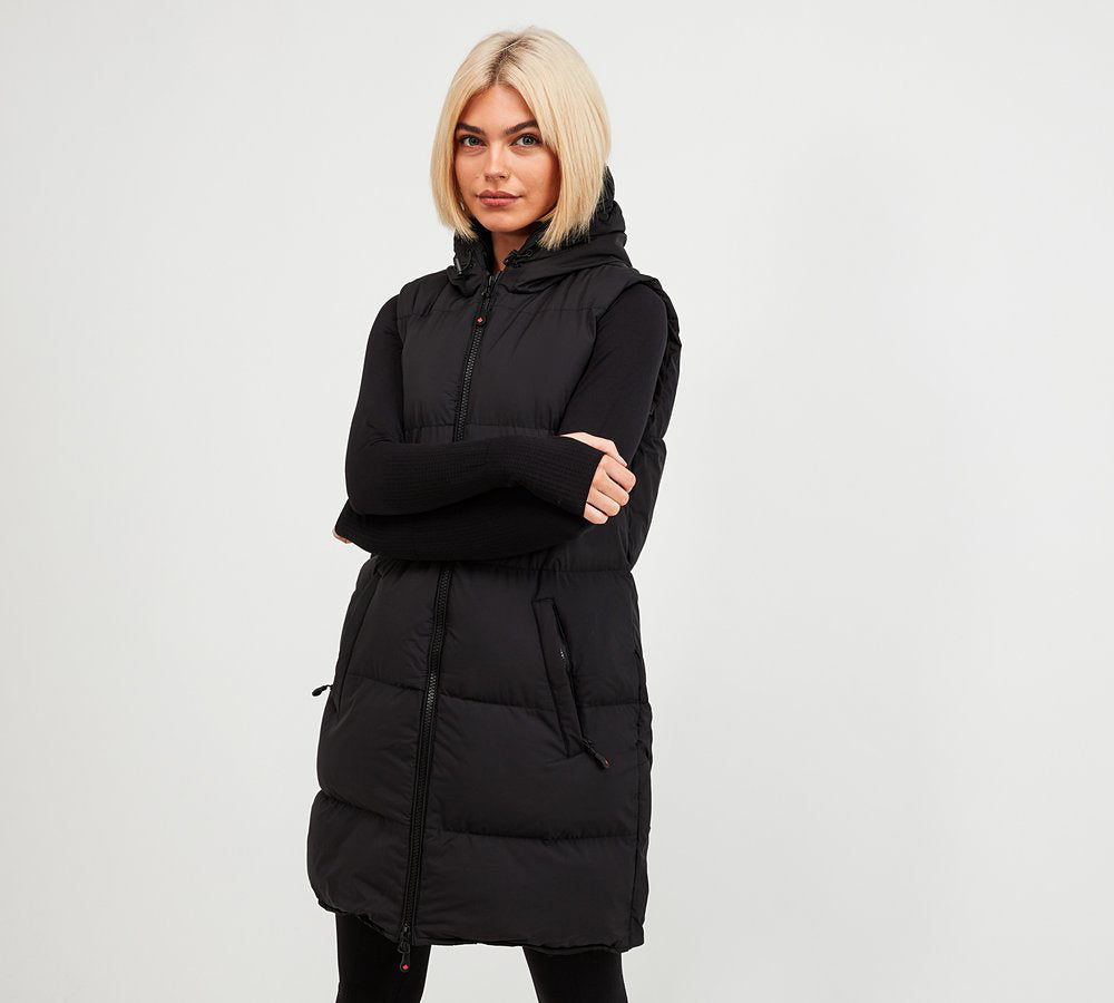 Long Puffer Gilet with Hood - Buy Fashion Wholesale in The UK