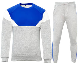 New Mens Round Neck Crew Neck Sweatshirt Full Block Tracksuit Raglan Top Bottom