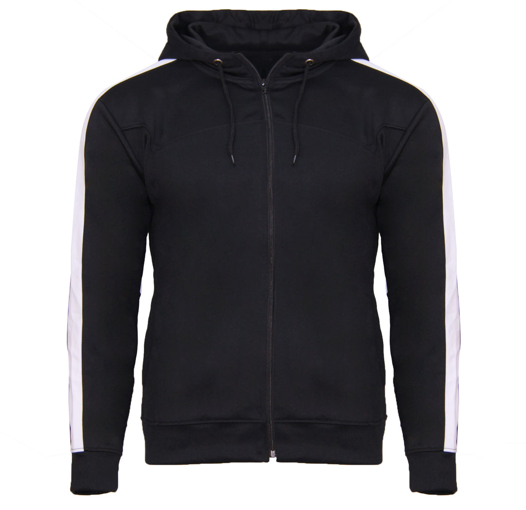 Mens Polyester Tracksuit Style Slim Fit Joggers Bottom Zip Hoodie Panel Designer