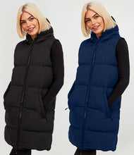 Pack of 5 Womens Long Line Hooded Puffer Padded Sleeveless Gilet Bodywarmer Jacket Zipper