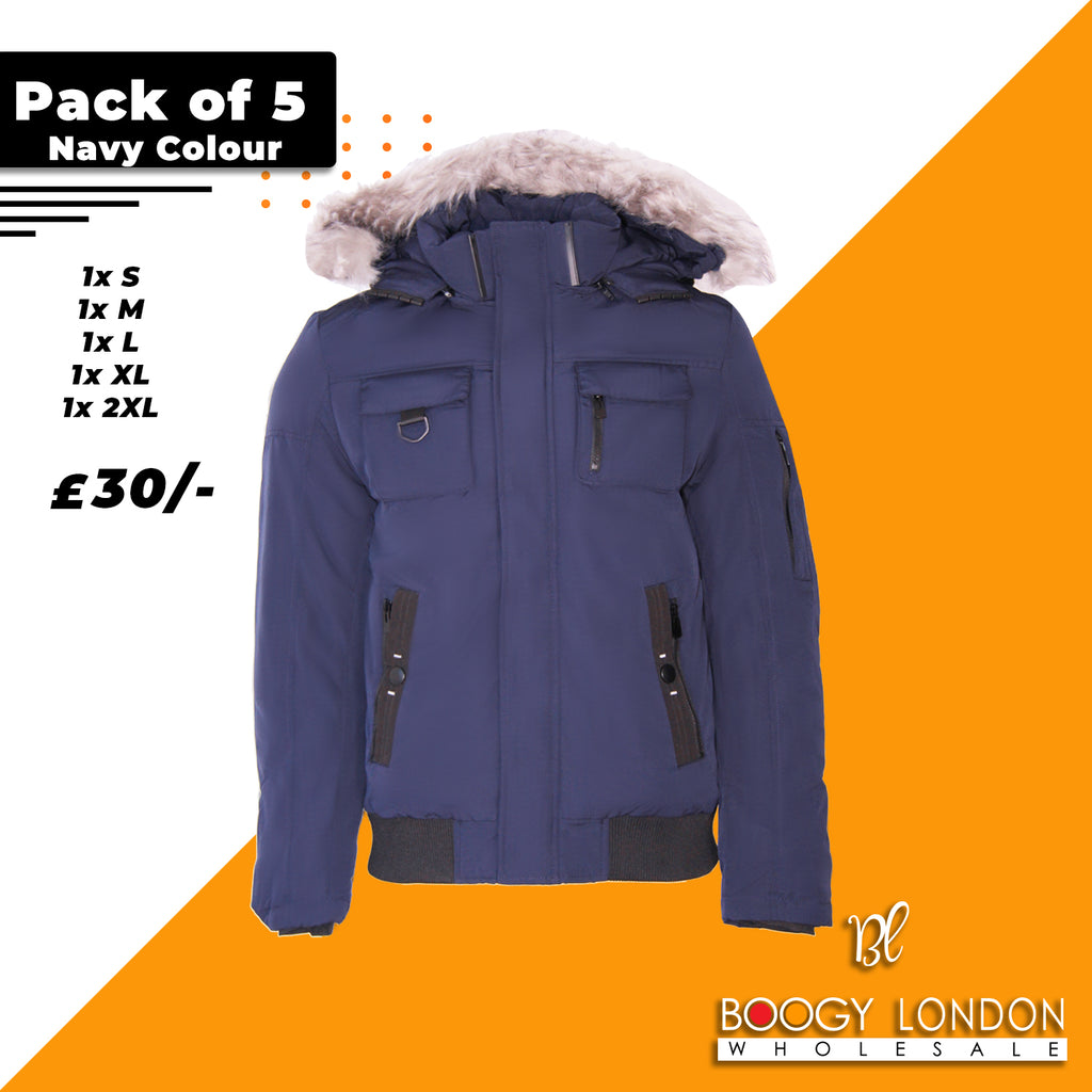 MENS PARKA PARKER PADDED LINED WINTER DOWN INSULATED JACKET FAUX FUR HOOD S-2XL