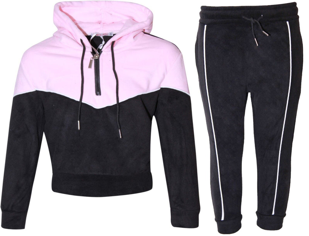 Pack of 6 New Kids Boys Girls Unisex Hooded Zip Sweatshirt Velour Jogging Bottom Tracksuit