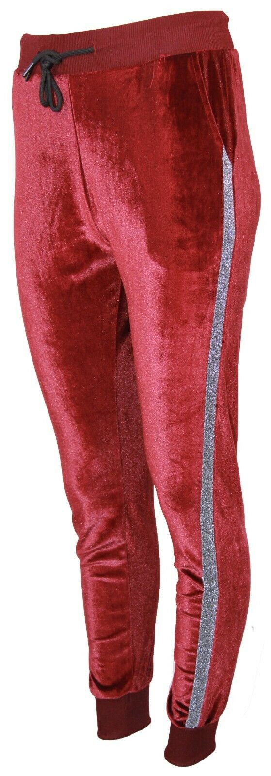 Womens Ladies Velour Velvet Hooded Top Trousers Stripe Panel 2PCS Tracksuit Set