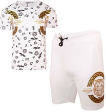 Pack of 10 Mens Cotton T Shirt + Polyester Shorts Set TIGER PATTERN PRINT Tracksuit Summer