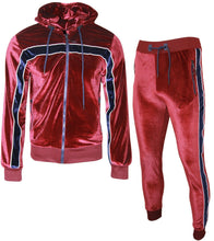 Pack of 7 NEW Mens Silky Zip Hoodie Two Tone Piping Tracksuit Velour Jogging Bottoms