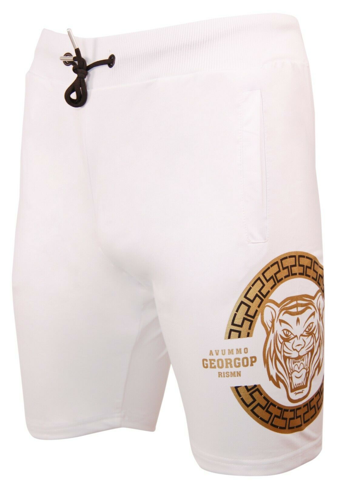 Mens Cotton T Shirt + Polyester Shorts Set TIGER PATTERN PRINT Tracksuit Summer