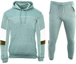 New Mens Pullover Premium Tracksuit Hoodie Jogging Bottoms Piping Sweater Jogger