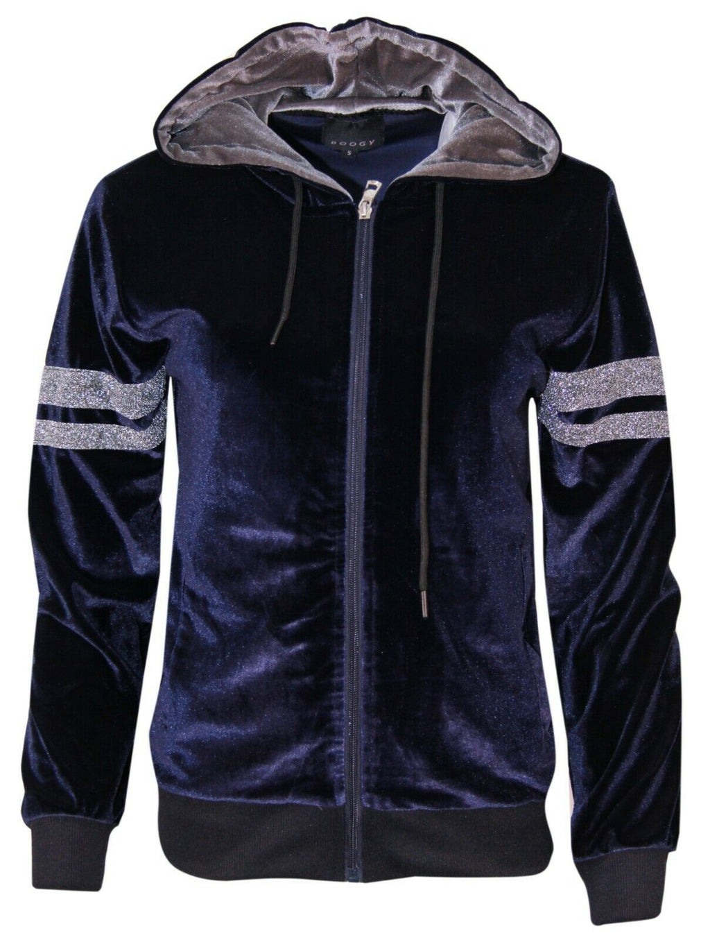 Womens Ladies Velour Velvet Hooded Top Trousers Stripe Panel 2PCS Tracksuit Set