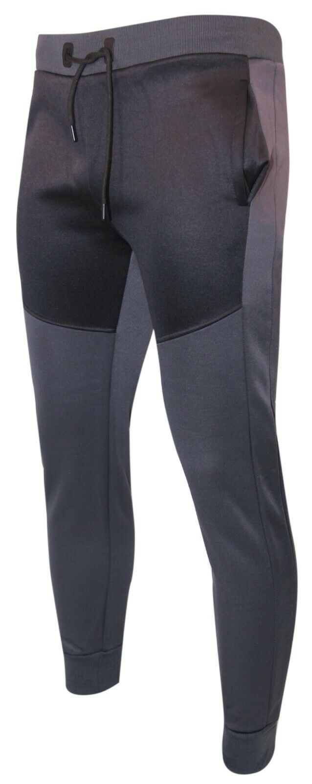 Mens Designer Polyester Brushed Tracksuit Collared Sweat Joggers Contrast Panel