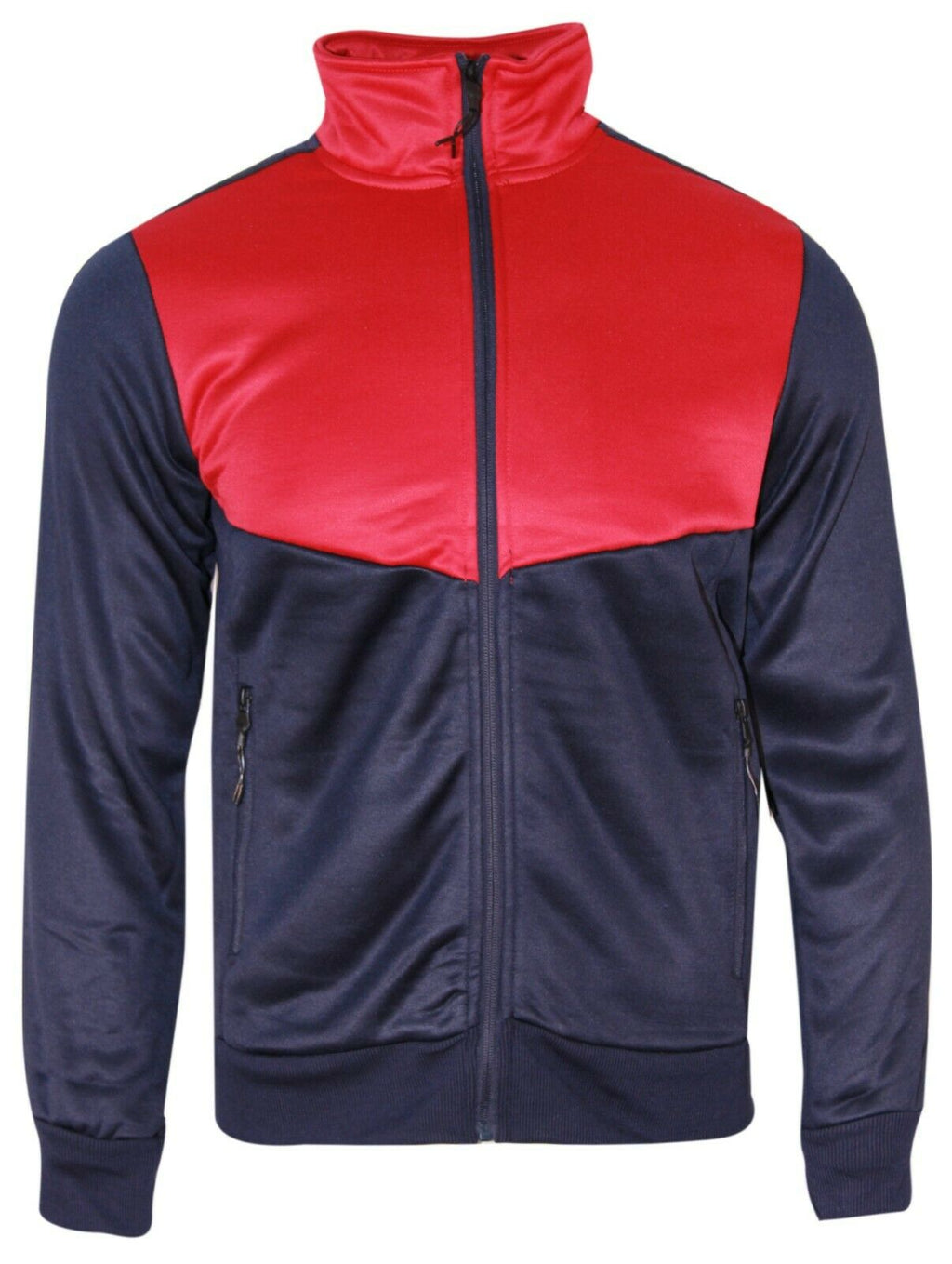 Mens Designer Polyester Brushed Tracksuit Collared Sweat Joggers Contrast Panel