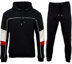 New Mens Pullover Premium Tracksuit Hoodie Jogging Bottoms Piping Sweater Jogger