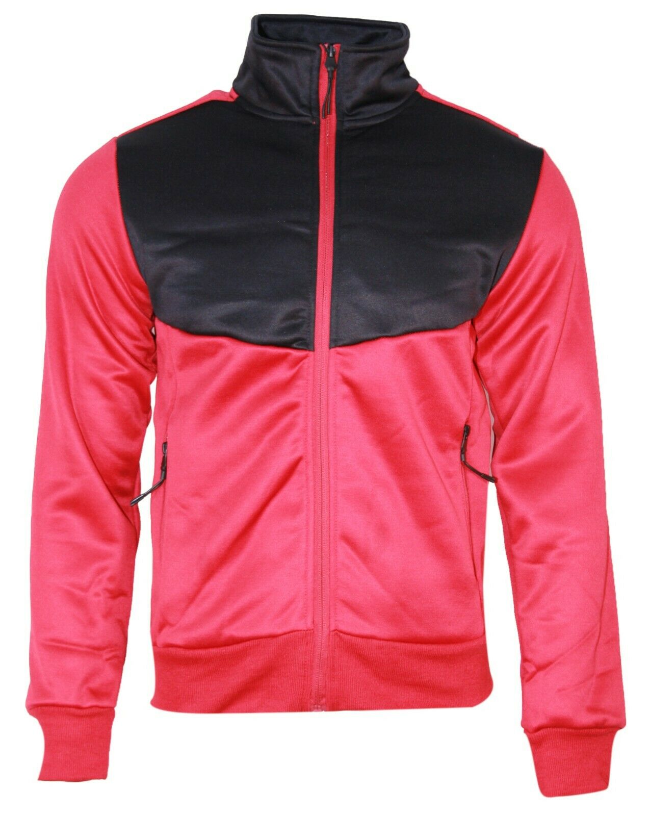 Mens Designer Polyester Brushed Tracksuit Collared Sweat Joggers Contrast Panel