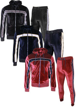 Pack of 7 NEW Mens Silky Zip Hoodie Two Tone Piping Tracksuit Velour Jogging Bottoms