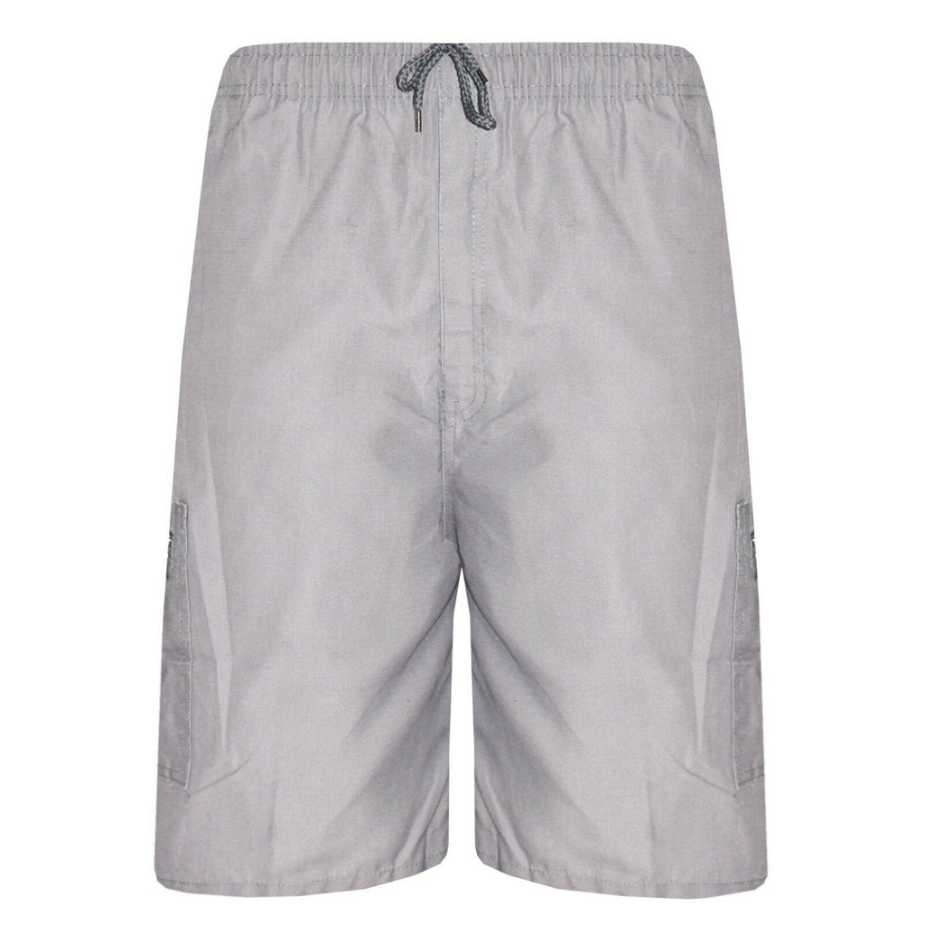 Mens Summer Elasticated Plain Shorts Cotton Lightweight Cargo Combat Pants S-2XL