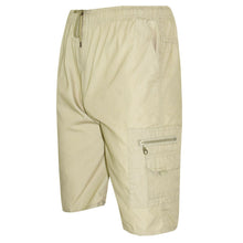 Mens Summer Elasticated Plain Shorts Cotton Lightweight Cargo Combat Pants S-2XL