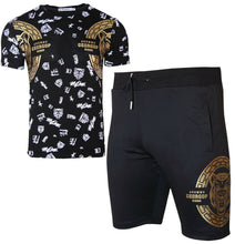 Pack of 10 Mens Cotton T Shirt + Polyester Shorts Set TIGER PATTERN PRINT Tracksuit Summer